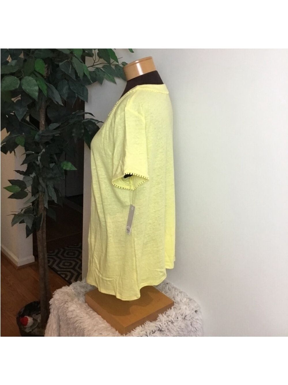 Croft & Barrow bobble trimmed short sleeve tee Womans size XL yellow - Picture 4 of 12